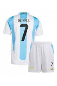 Argentina Rodrigo De Paul #7 Babyklær Hjemme Fotballdrakt til barn Copa America 2024 Korte ermer (+ Korte bukser)